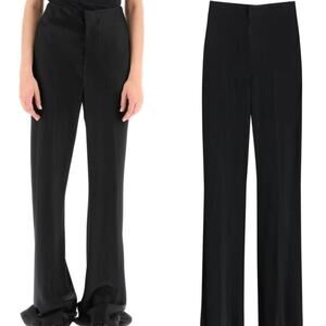 MAISON MARGIELA Women's Satin Black Wide-Leg Pants Size 40